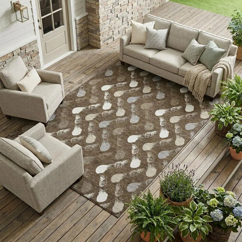 10' X 14' Chocolate And Brown Geometric Washable Indoor Outdoor Area Rug Homeroots Outdoor