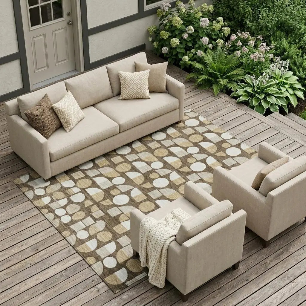 10' X 14' Chocolate And Brown Geometric Washable Indoor Outdoor Area Rug Homeroots Outdoor