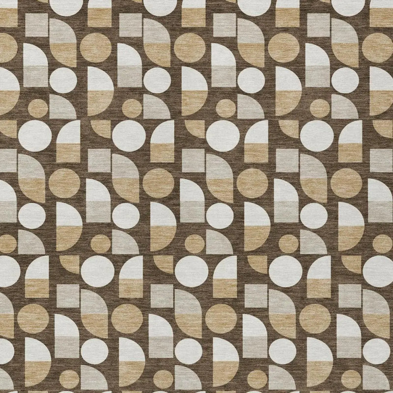 10' X 14' Chocolate And Brown Geometric Washable Indoor Outdoor Area Rug Homeroots Outdoor