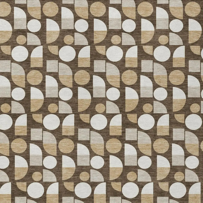 10' X 14' Chocolate And Brown Geometric Washable Indoor Outdoor Area Rug Homeroots Outdoor