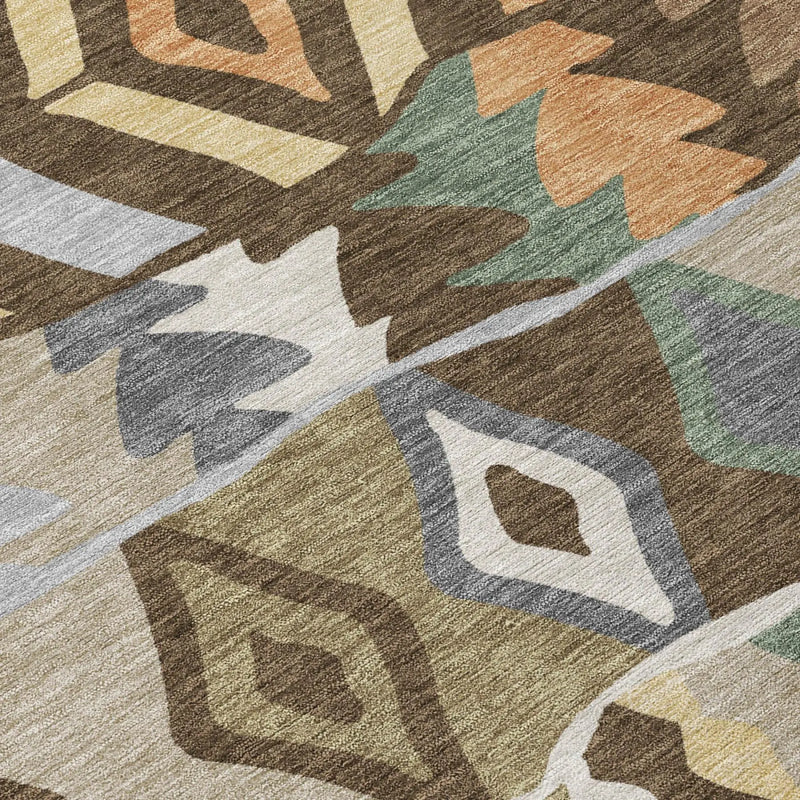 10' X 14' Chocolate And Brown Geometric Washable Indoor Outdoor Area Rug Homeroots Outdoor