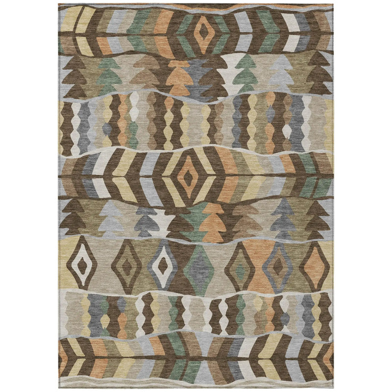 10' X 14' Chocolate And Brown Geometric Washable Indoor Outdoor Area Rug Homeroots Outdoor