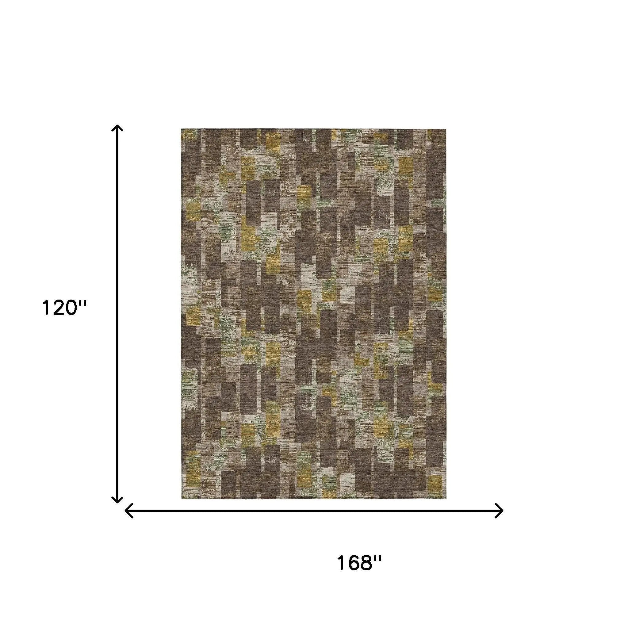 10' X 14' Chocolate And Brown Geometric Washable Indoor Outdoor Area Rug Homeroots Outdoor