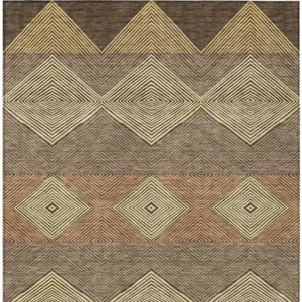 10' X 14' Chocolate And Brown Geometric Washable Indoor Outdoor Area Rug Homeroots Outdoor