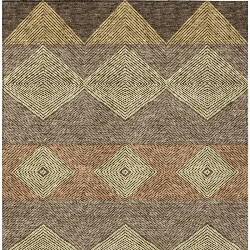 10' X 14' Chocolate And Brown Geometric Washable Indoor Outdoor Area Rug Homeroots Outdoor