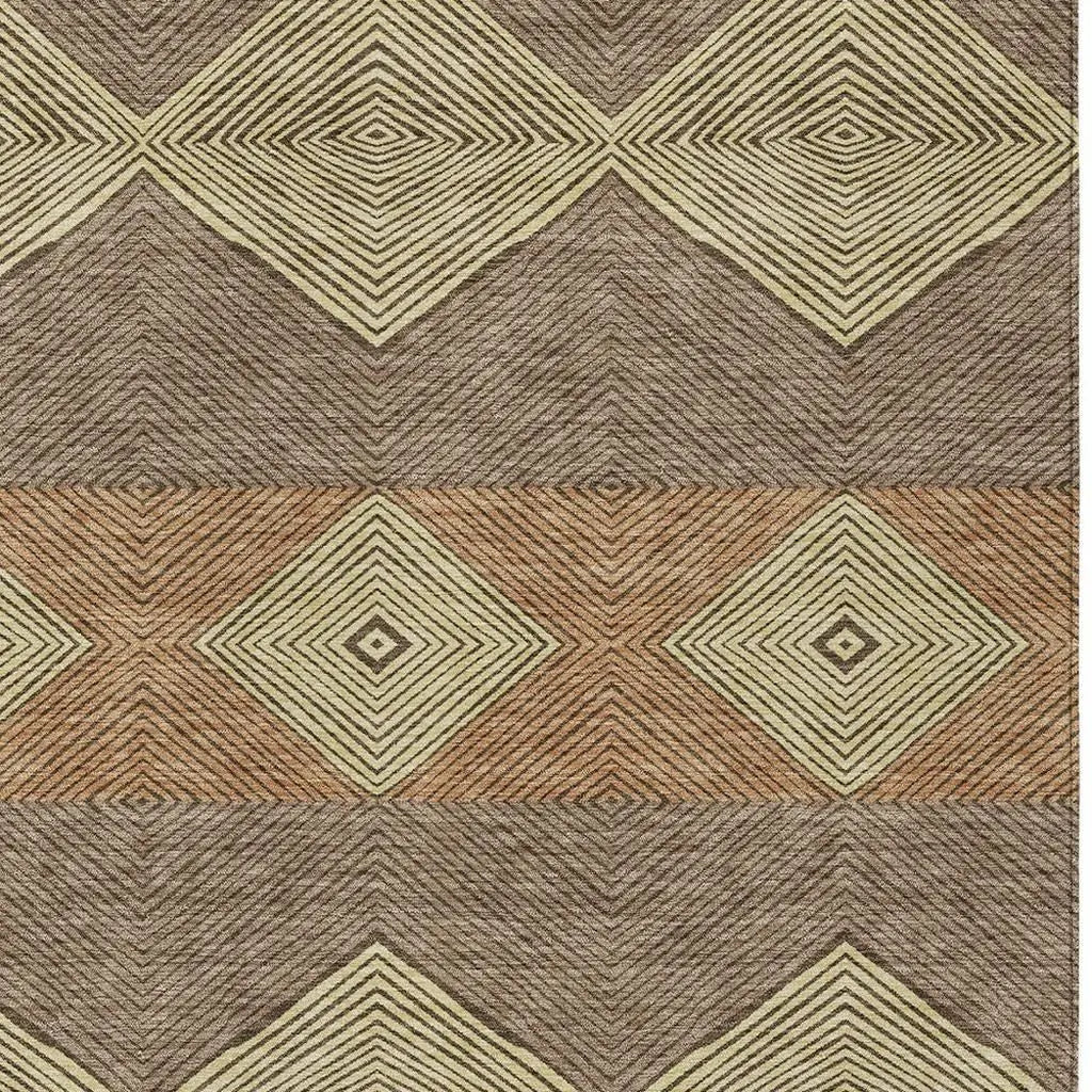 10' X 14' Chocolate And Brown Geometric Washable Indoor Outdoor Area Rug Homeroots Outdoor