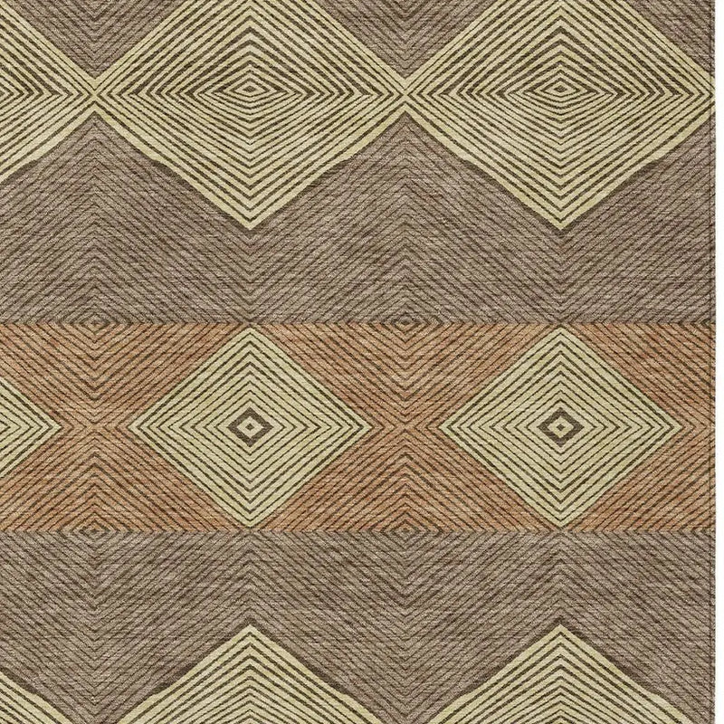 10' X 14' Chocolate And Brown Geometric Washable Indoor Outdoor Area Rug Homeroots Outdoor