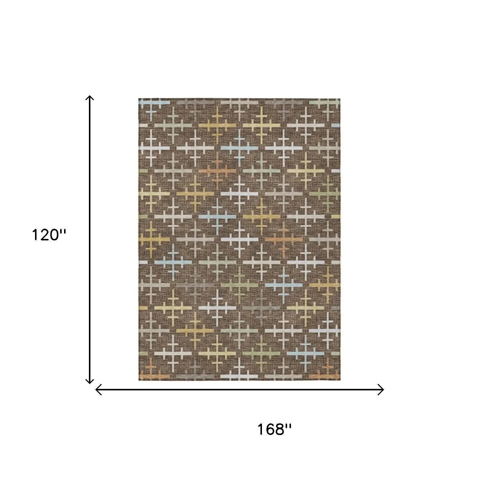 10' X 14' Chocolate And Brown Geometric Washable Indoor Outdoor Area Rug Homeroots Outdoor