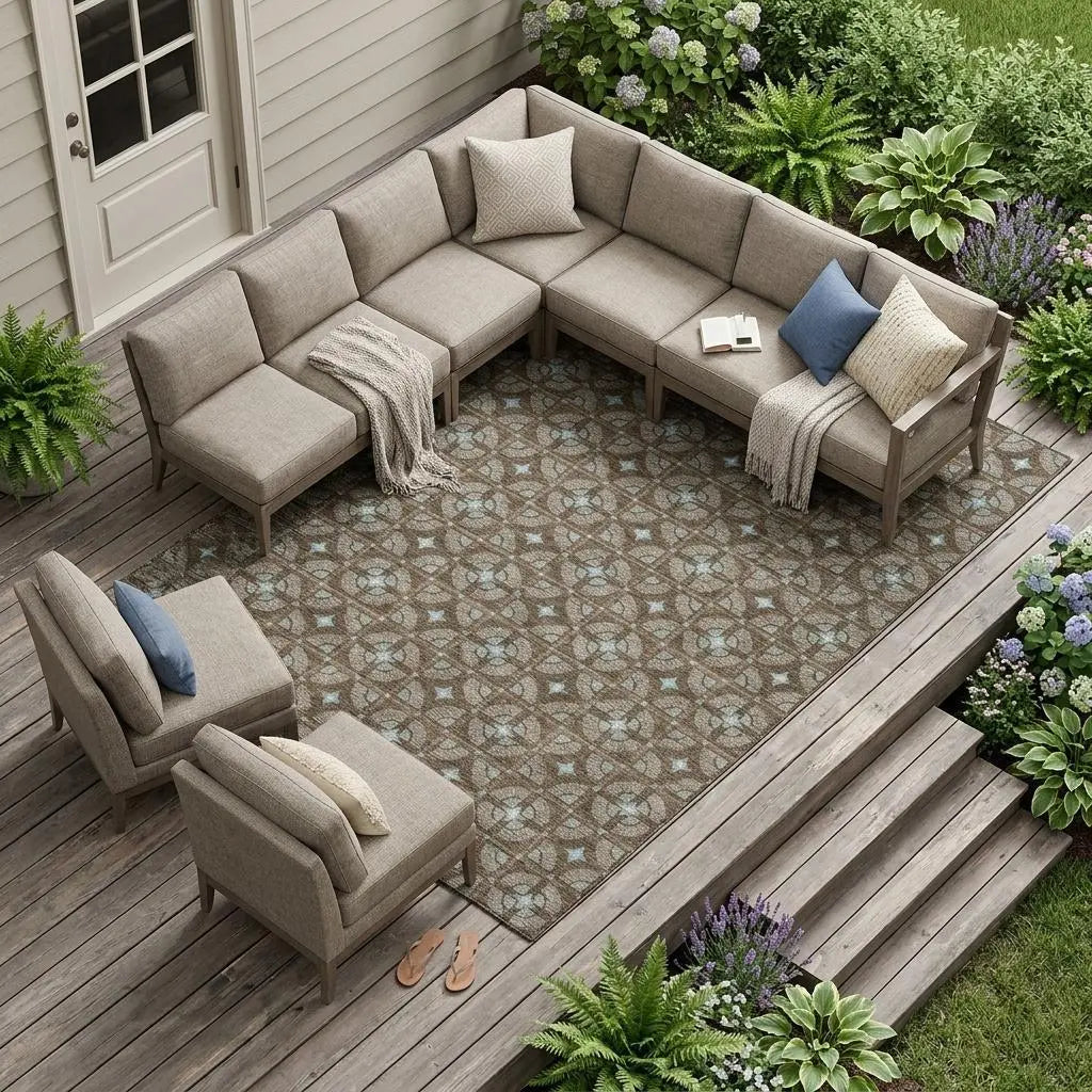 10' X 14' Chocolate And Brown Geometric Washable Indoor Outdoor Area Rug Homeroots Outdoor