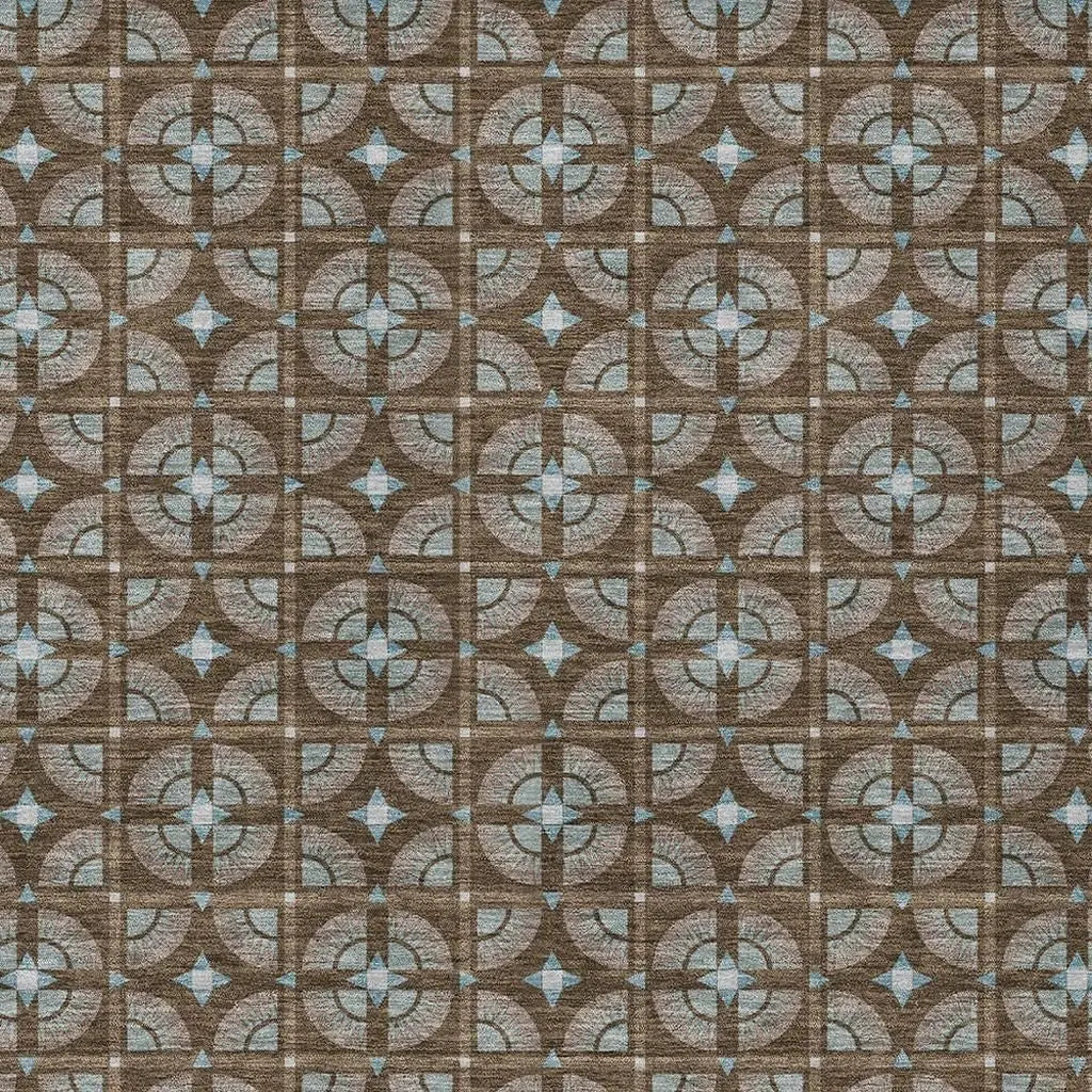 10' X 14' Chocolate And Brown Geometric Washable Indoor Outdoor Area Rug Homeroots Outdoor
