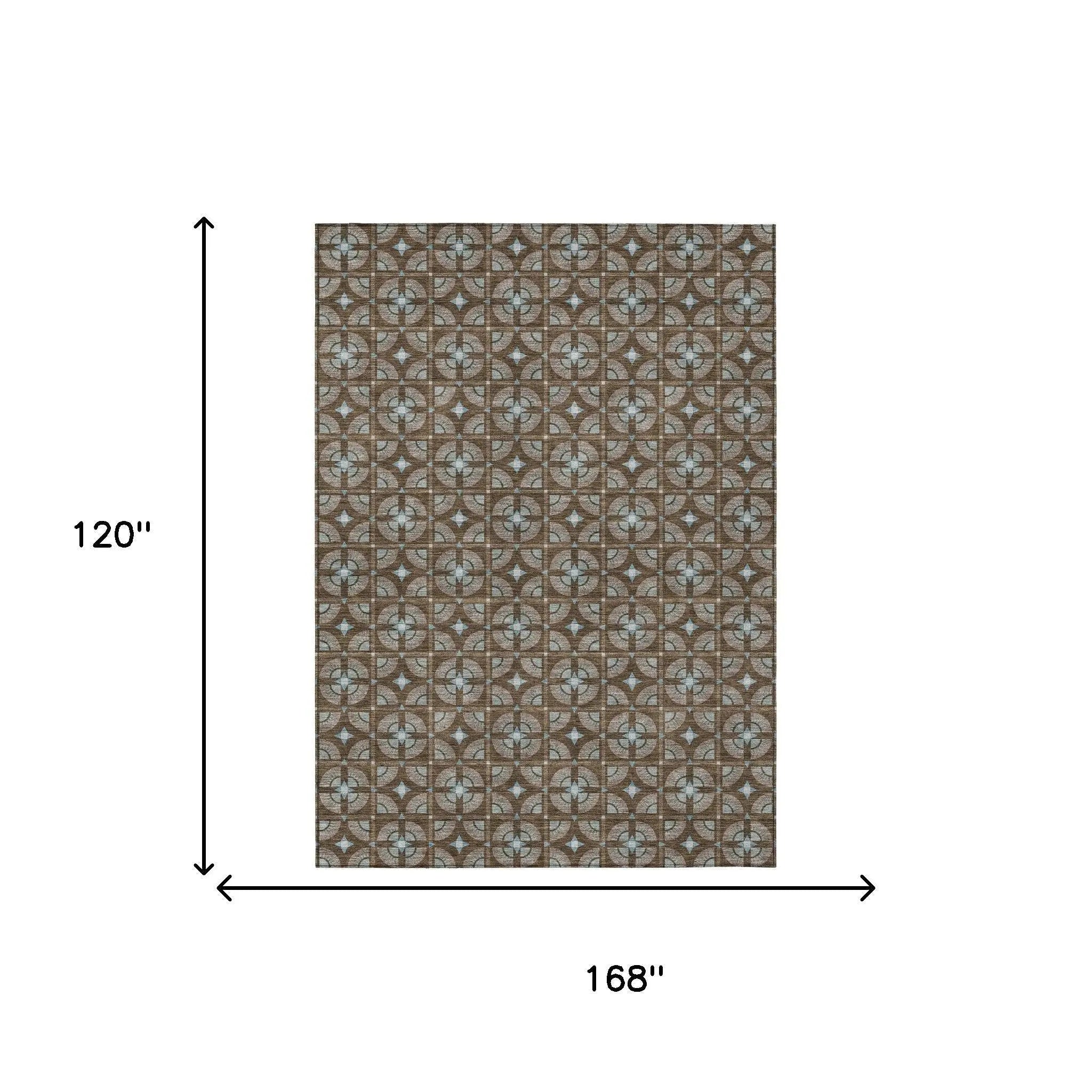 10' X 14' Chocolate And Brown Geometric Washable Indoor Outdoor Area Rug Homeroots Outdoor