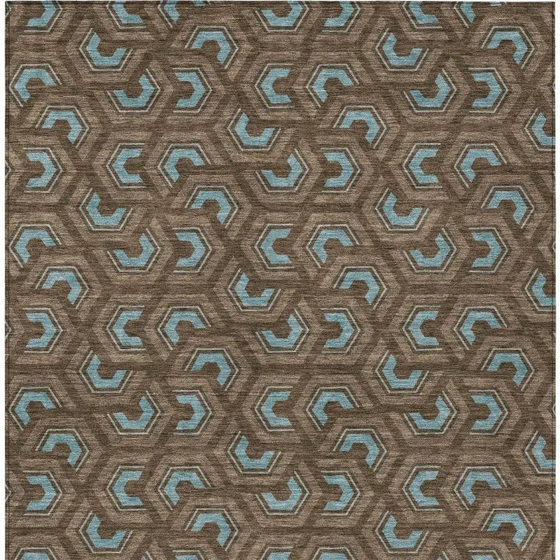 10' X 14' Chocolate And Brown Geometric Washable Indoor Outdoor Area Rug Homeroots Outdoor