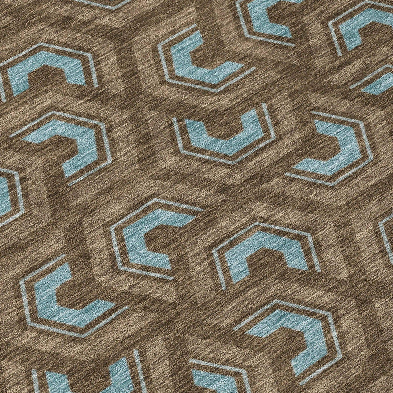 10' X 14' Chocolate And Brown Geometric Washable Indoor Outdoor Area Rug Homeroots Outdoor