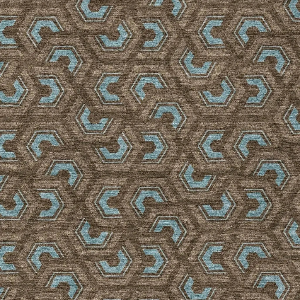 10' X 14' Chocolate And Brown Geometric Washable Indoor Outdoor Area Rug Homeroots Outdoor