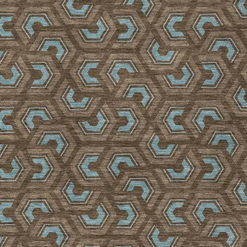10' X 14' Chocolate And Brown Geometric Washable Indoor Outdoor Area Rug Homeroots Outdoor