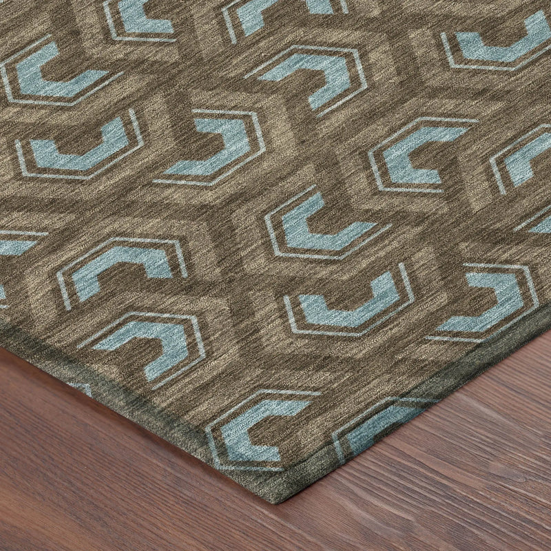 10' X 14' Chocolate And Brown Geometric Washable Indoor Outdoor Area Rug Homeroots Outdoor