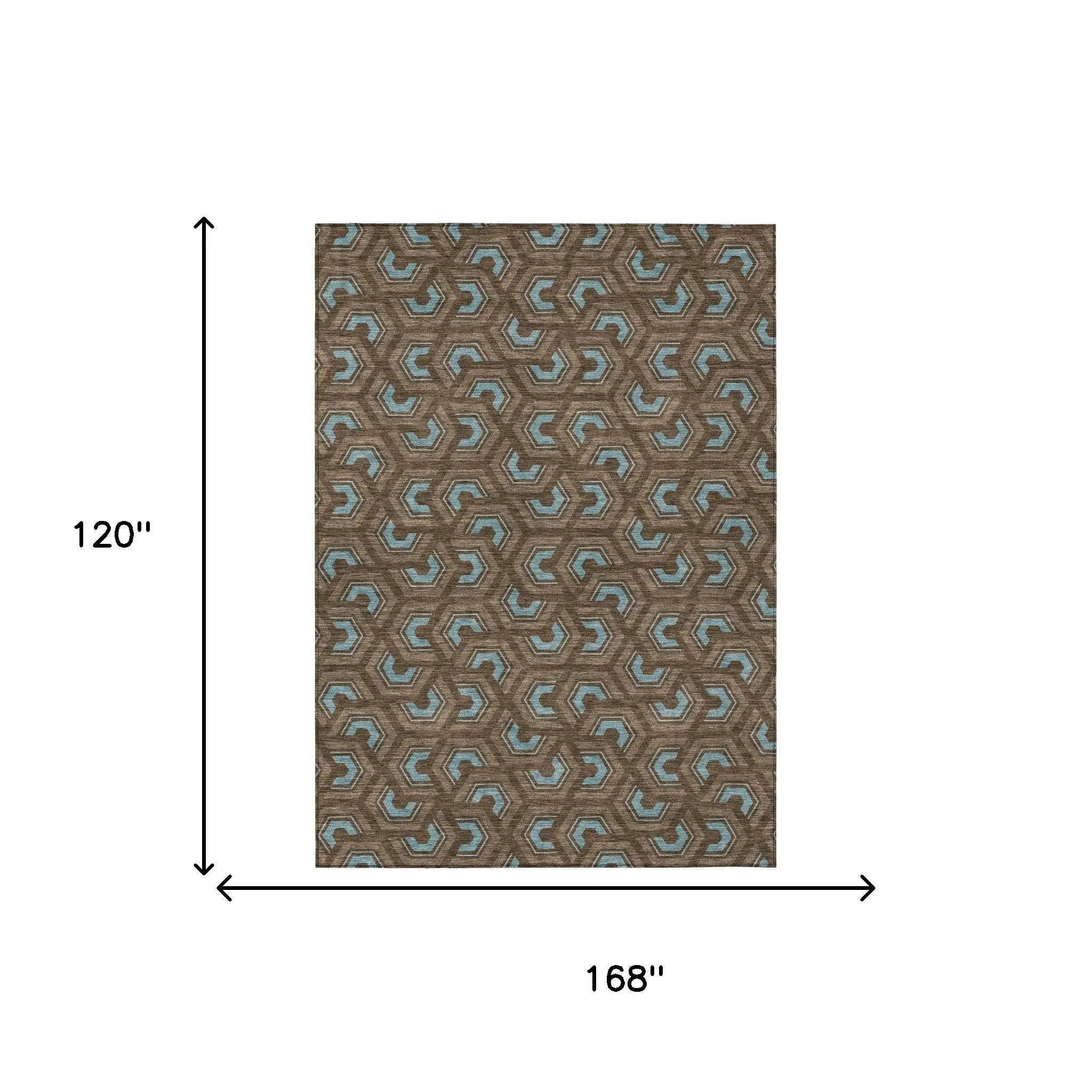 10' X 14' Chocolate And Brown Geometric Washable Indoor Outdoor Area Rug Homeroots Outdoor