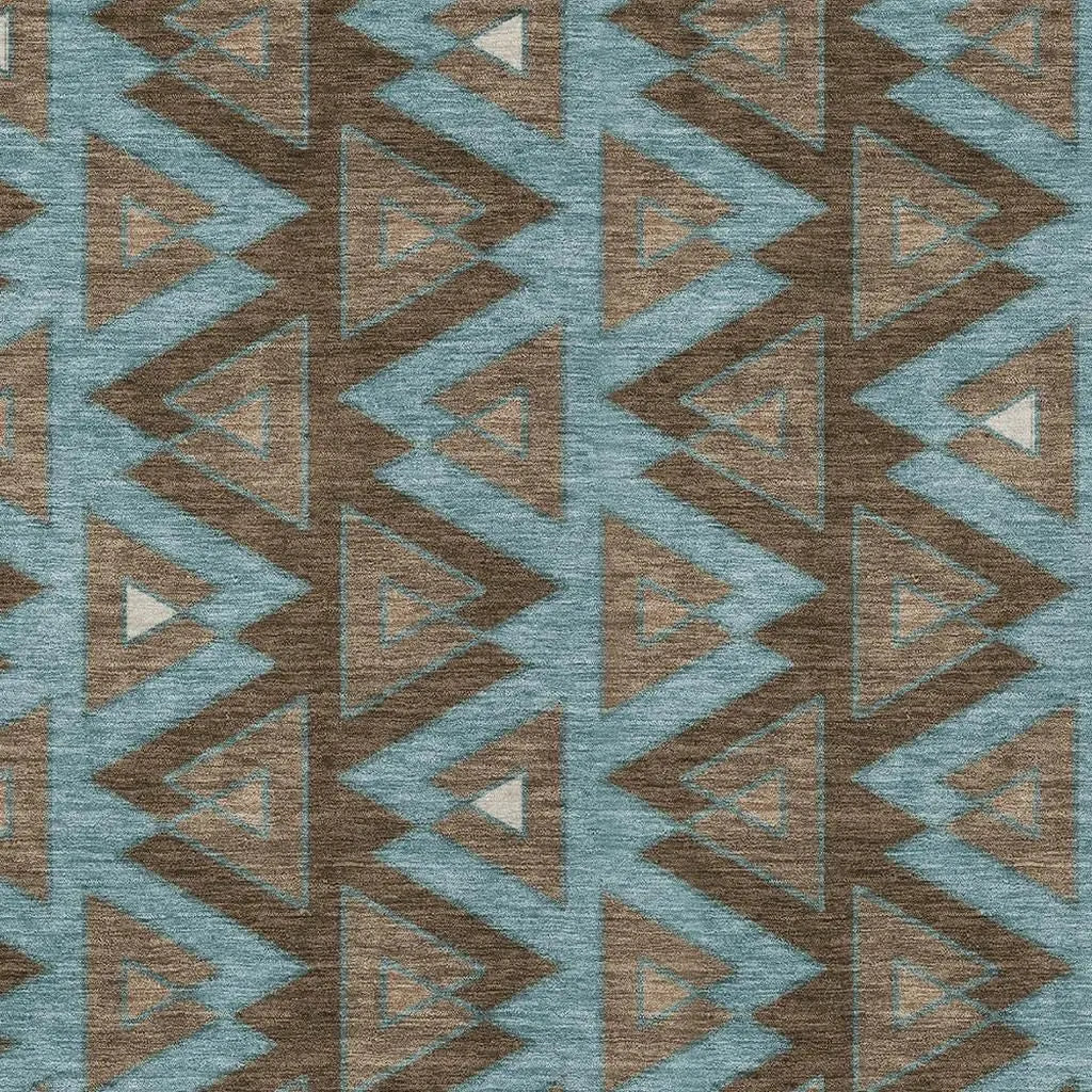10' X 14' Chocolate And Brown Geometric Washable Indoor Outdoor Area Rug Homeroots Outdoor