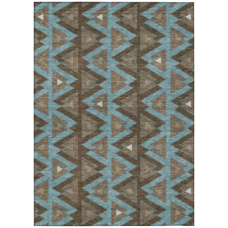 10' X 14' Chocolate And Brown Geometric Washable Indoor Outdoor Area Rug Homeroots Outdoor