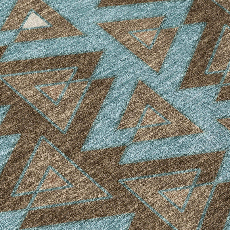 10' X 14' Chocolate And Brown Geometric Washable Indoor Outdoor Area Rug Homeroots Outdoor
