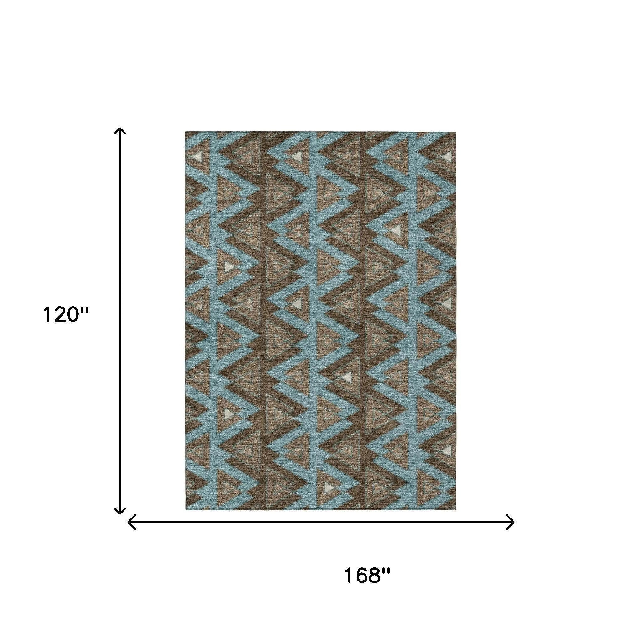 10' X 14' Chocolate And Brown Geometric Washable Indoor Outdoor Area Rug Homeroots Outdoor