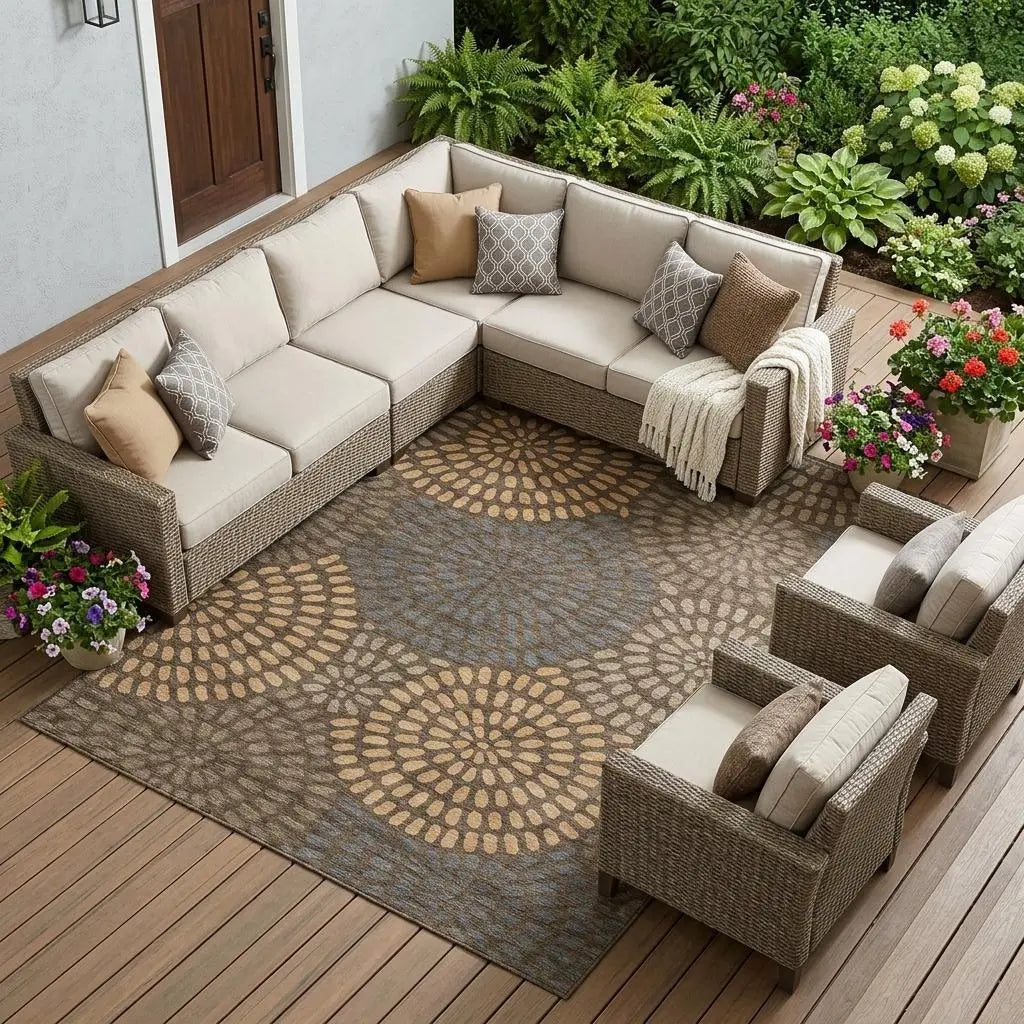 10' X 14' Chocolate And Brown Geometric Washable Indoor Outdoor Area Rug Homeroots Outdoor