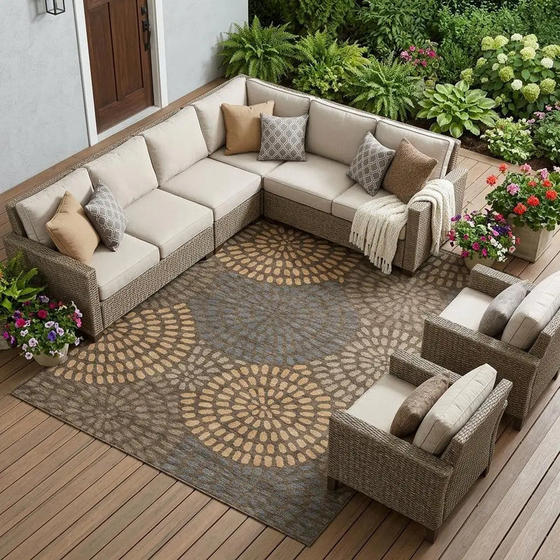 10' X 14' Chocolate And Brown Geometric Washable Indoor Outdoor Area Rug Homeroots Outdoor