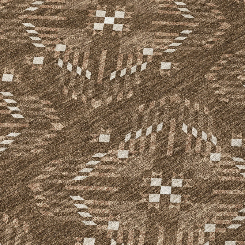 10' X 14' Chocolate And Brown Geometric Washable Indoor Outdoor Area Rug Homeroots Outdoor