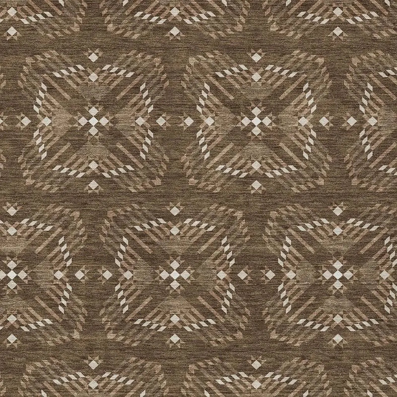 10' X 14' Chocolate And Brown Geometric Washable Indoor Outdoor Area Rug Homeroots Outdoor