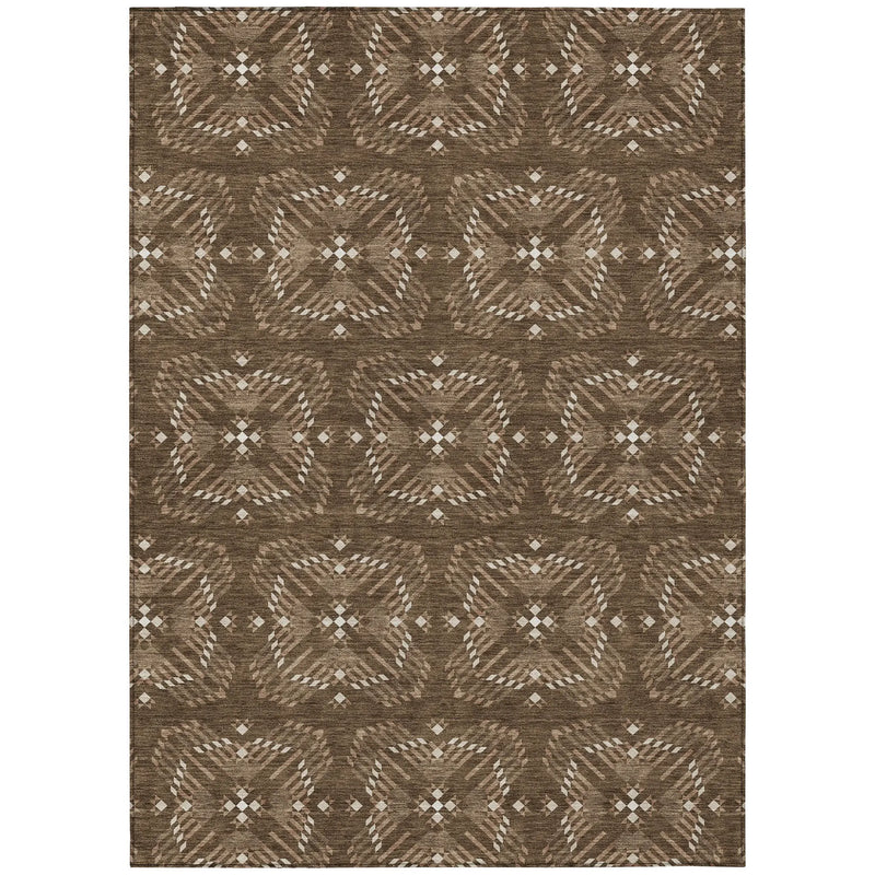 10' X 14' Chocolate And Brown Geometric Washable Indoor Outdoor Area Rug Homeroots Outdoor