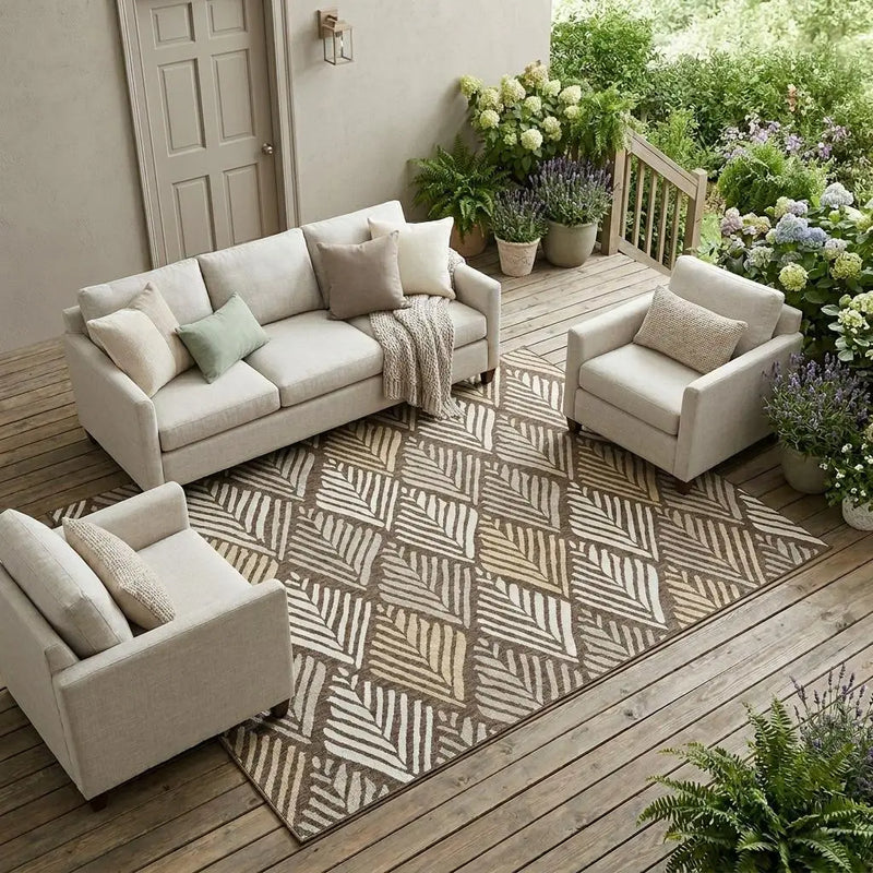 10' X 14' Chocolate And Brown Geometric Washable Indoor Outdoor Area Rug Homeroots Outdoor