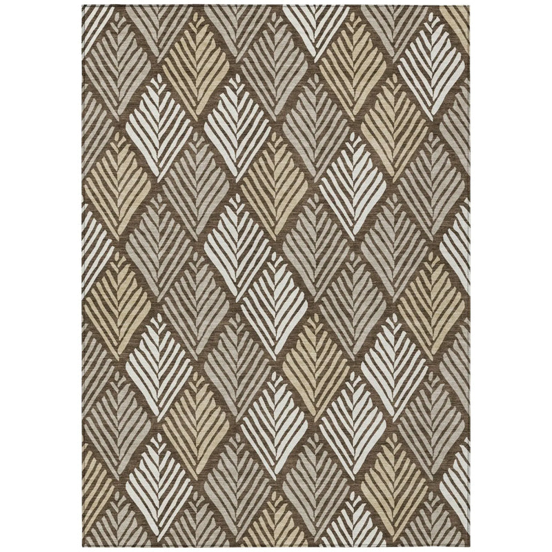 10' X 14' Chocolate And Brown Geometric Washable Indoor Outdoor Area Rug Homeroots Outdoor