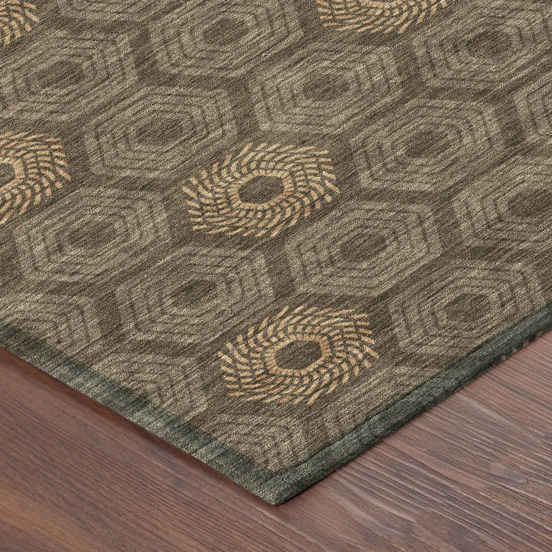 10' X 14' Chocolate And Brown Geometric Washable Indoor Outdoor Area Rug Homeroots Outdoor