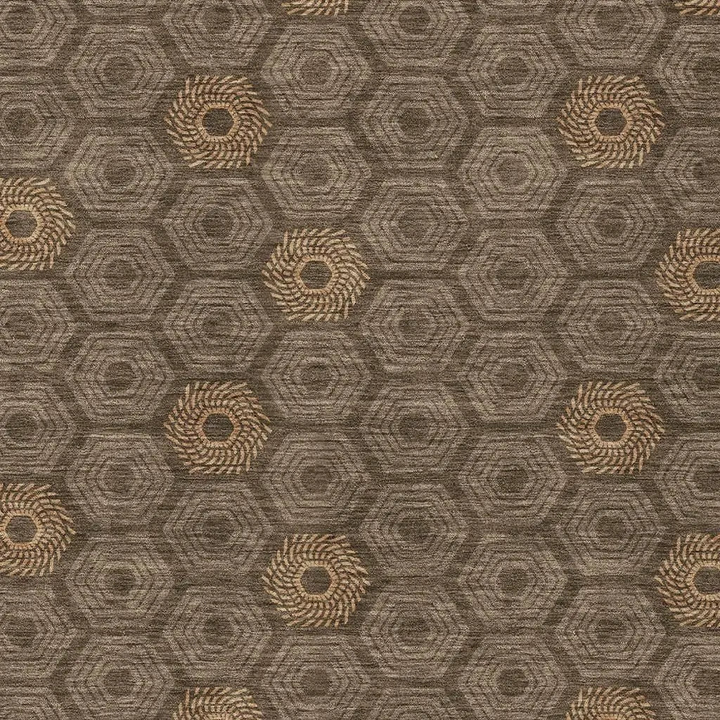 10' X 14' Chocolate And Brown Geometric Washable Indoor Outdoor Area Rug Homeroots Outdoor
