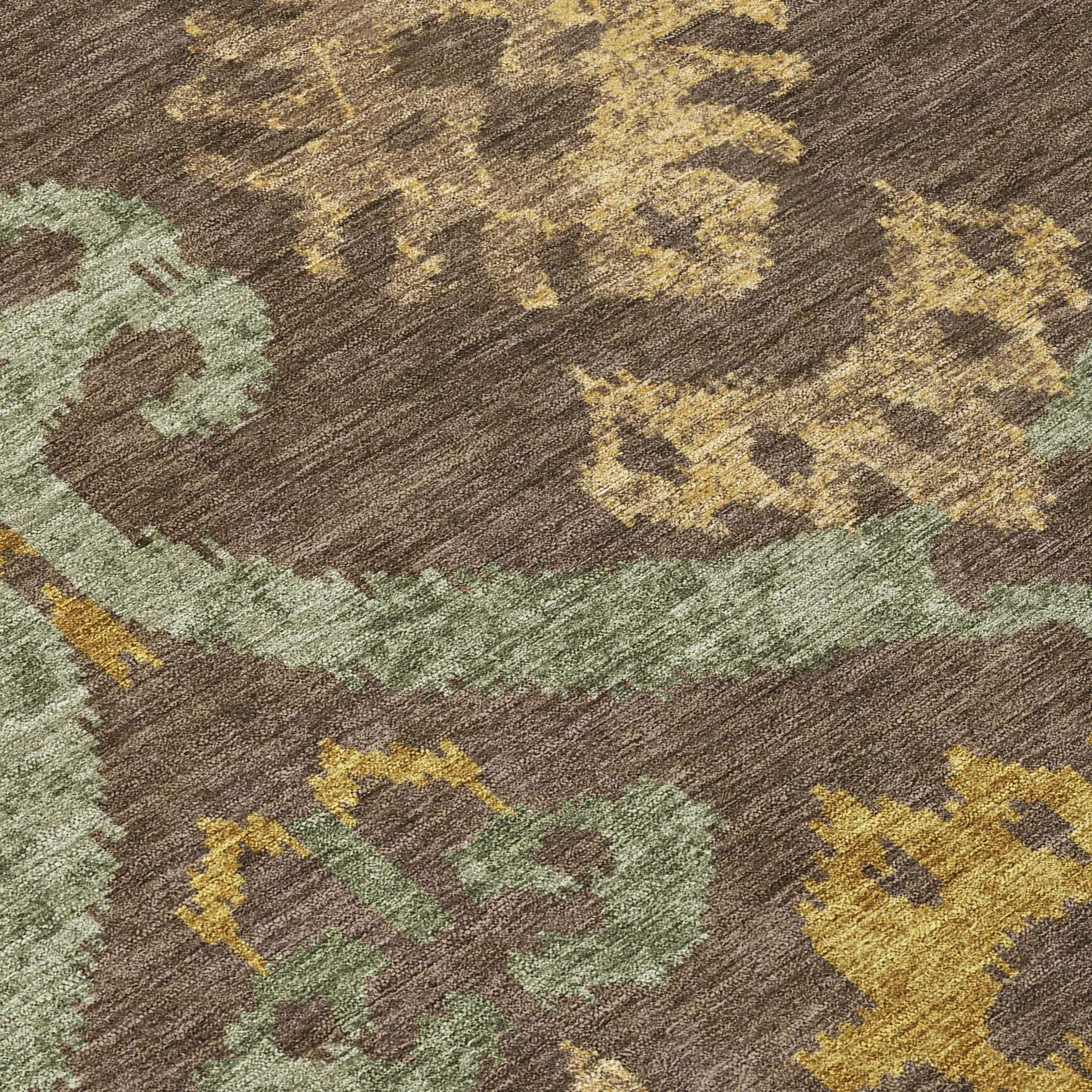 10' X 14' Chocolate And Brown Ikat Washable Indoor Outdoor Area Rug Homeroots Outdoor