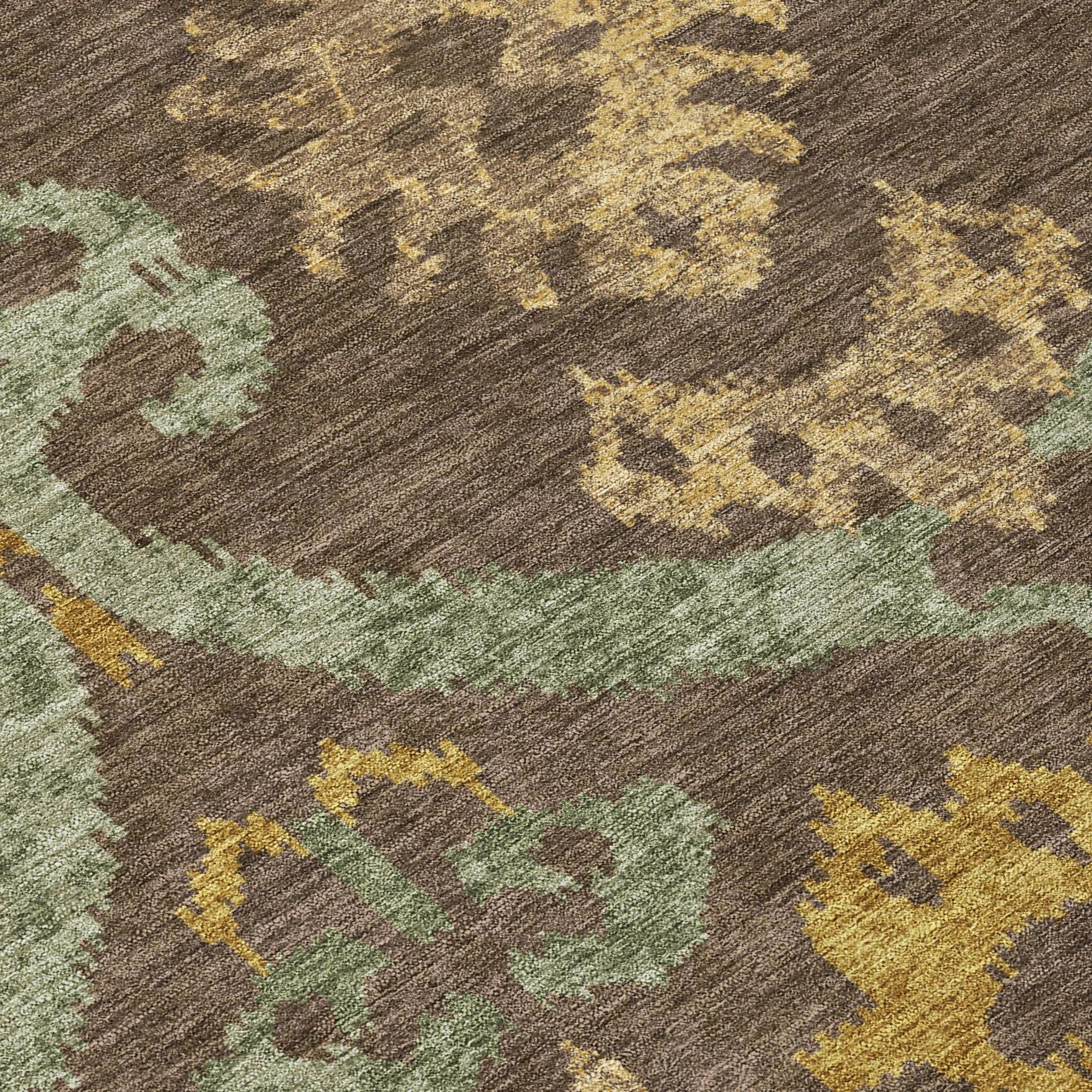 10' X 14' Chocolate And Brown Ikat Washable Indoor Outdoor Area Rug Homeroots Outdoor