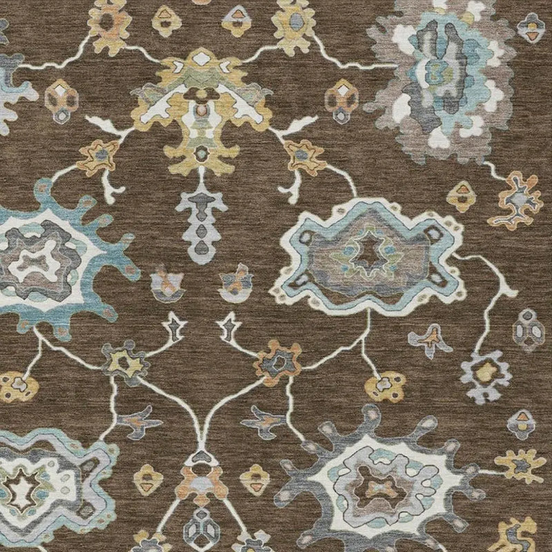 10' X 14' Chocolate And Brown Oriental Washable Indoor Outdoor Area Rug Homeroots Outdoor