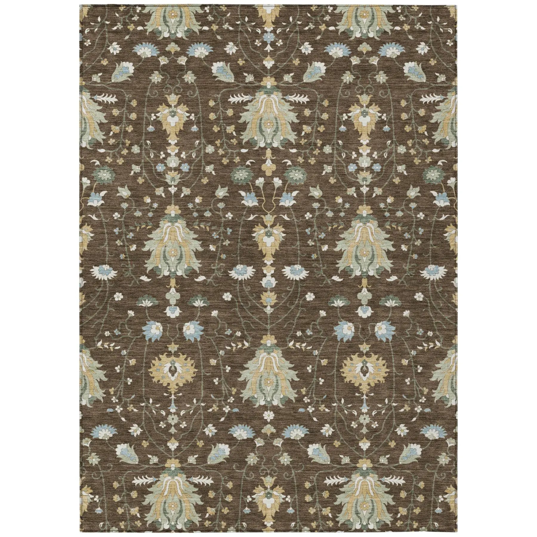 10' X 14' Chocolate And Brown Oriental Washable Indoor Outdoor Area Rug Homeroots Outdoor