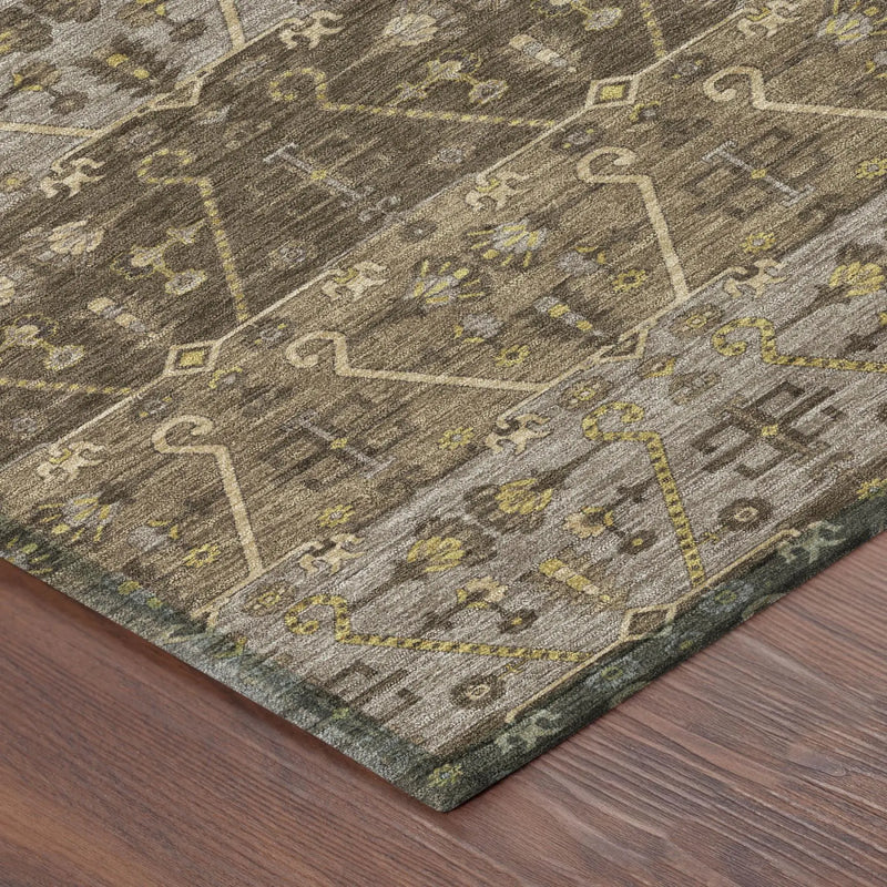 10' X 14' Chocolate And Brown Oriental Washable Indoor Outdoor Area Rug Homeroots Outdoor