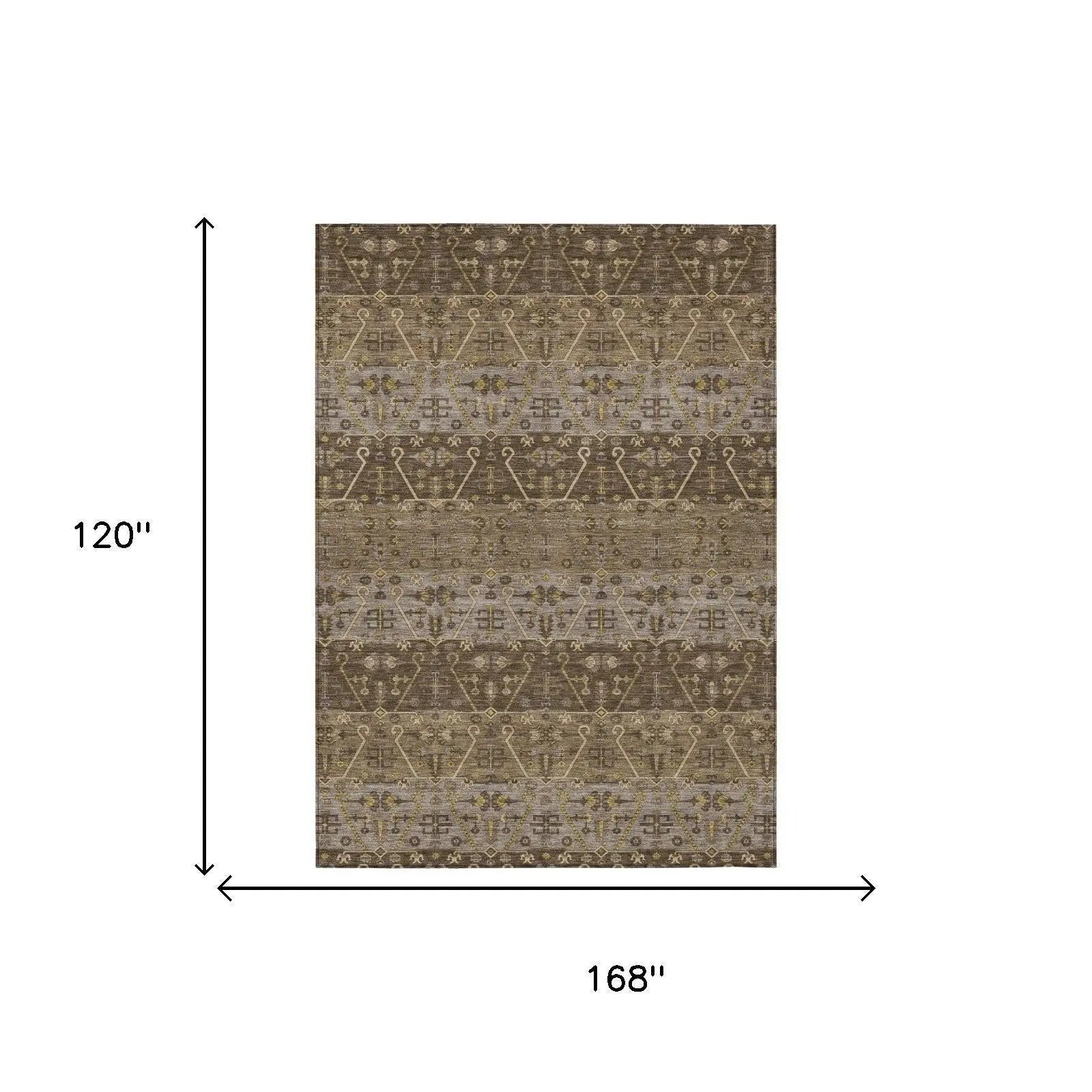10' X 14' Chocolate And Brown Oriental Washable Indoor Outdoor Area Rug Homeroots Outdoor