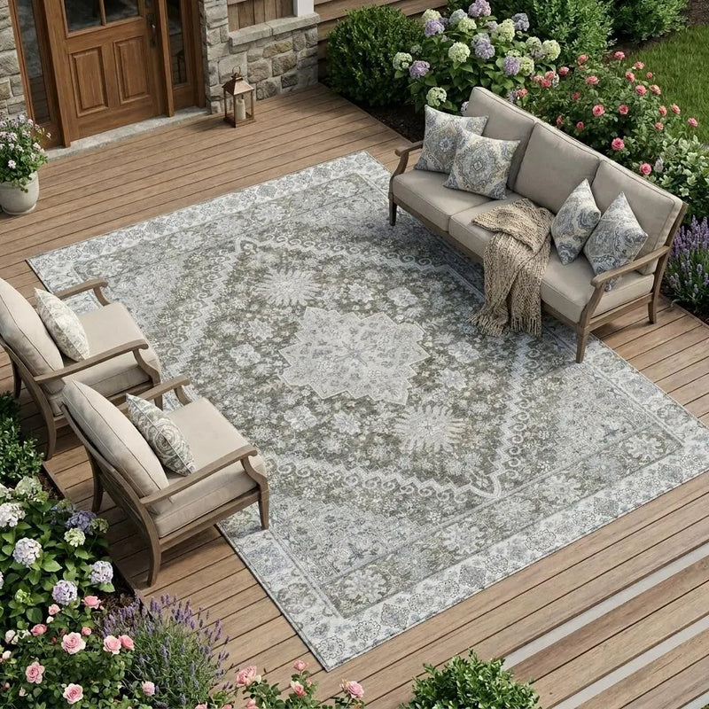 10' X 14' Chocolate And Brown Oriental Washable Indoor Outdoor Area Rug Homeroots Outdoor