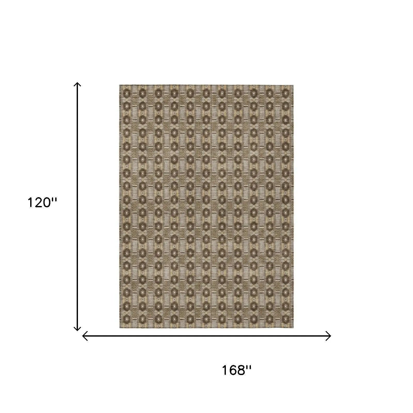 10' X 14' Chocolate And Brown Striped Washable Indoor Outdoor Area Rug Homeroots Outdoor