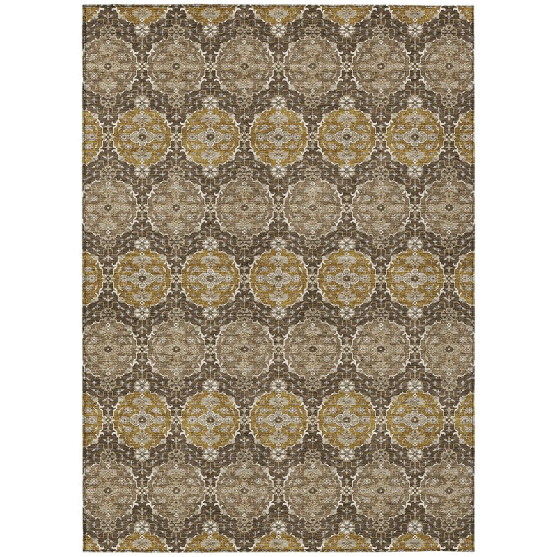 10' X 14' Chocolate And Brown Striped Washable Indoor Outdoor Area Rug Homeroots Outdoor