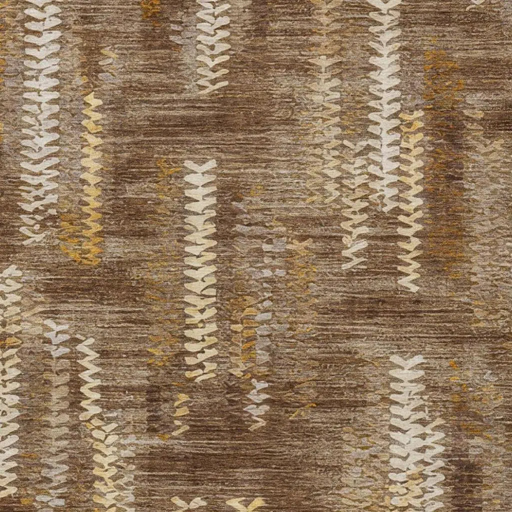10' X 14' Chocolate And Brown Striped Washable Indoor Outdoor Area Rug Homeroots Outdoor