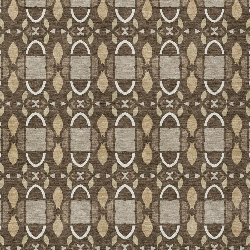 10' X 14' Chocolate And Brown Striped Washable Indoor Outdoor Area Rug Homeroots Outdoor