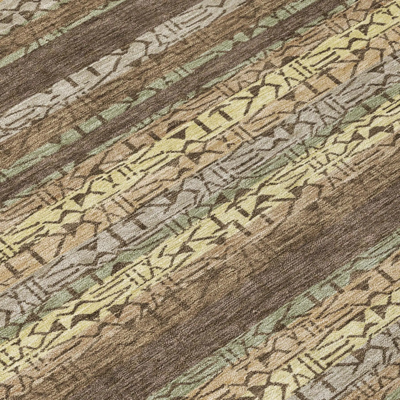 10' X 14' Chocolate And Brown Striped Washable Indoor Outdoor Area Rug Homeroots Outdoor