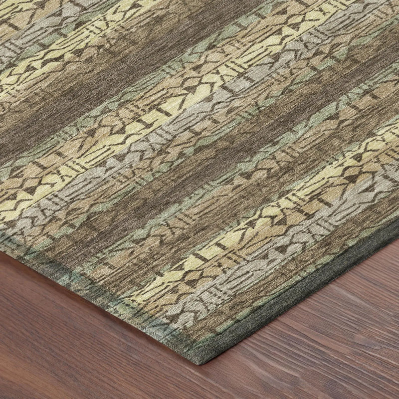 10' X 14' Chocolate And Brown Striped Washable Indoor Outdoor Area Rug Homeroots Outdoor
