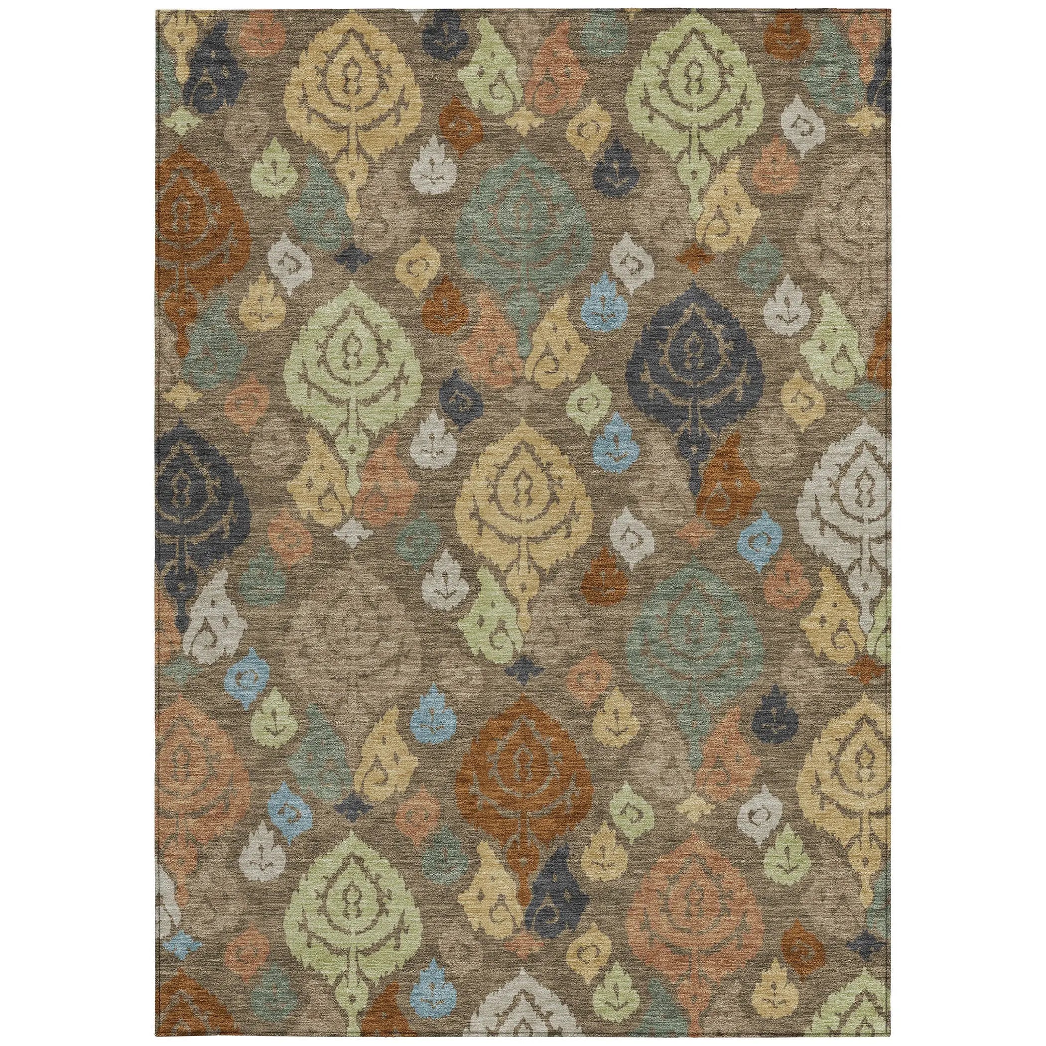 10' X 14' Chocolate And Charcoal Damask Washable Indoor Outdoor Area Rug Homeroots Outdoor