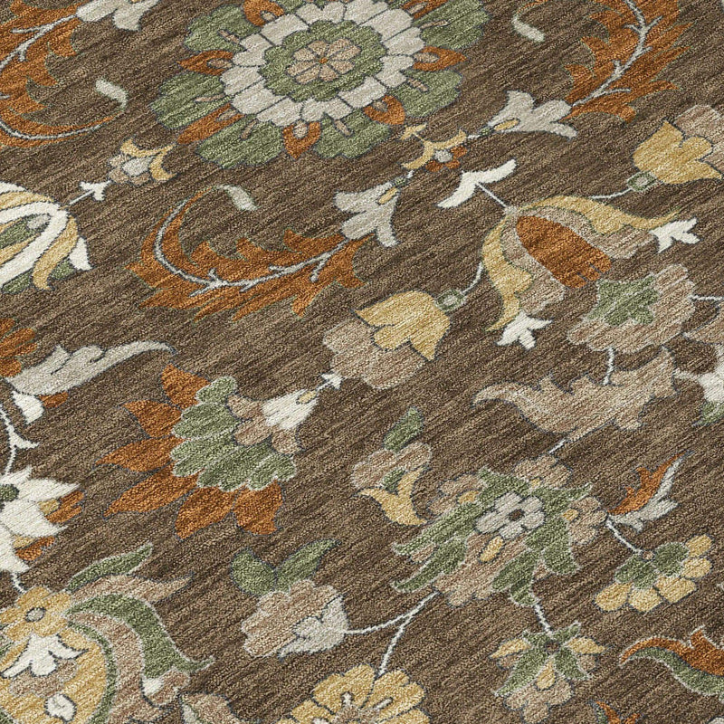 10' X 14' Chocolate And Charcoal Floral Medallion Washable Indoor Outdoor Area Rug Homeroots Outdoor