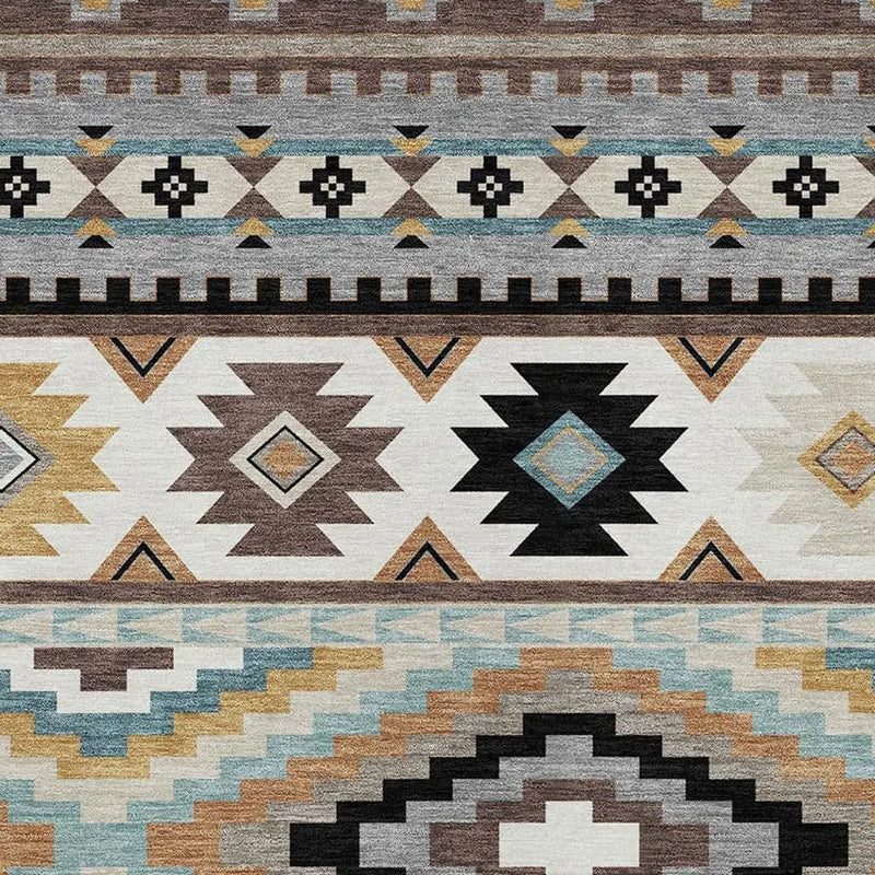 10' X 14' Chocolate And Gold Southwestern Washable Indoor Outdoor Area Rug Homeroots Outdoor